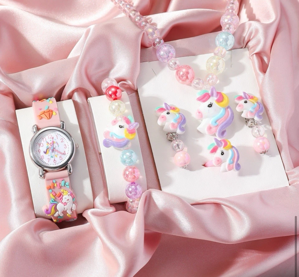 Stock Moda Unicornio Dibujos Animados Correa Silicona Cuarzo Niños Relojes Muñeca Foto 2 de 4