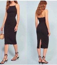 Reformation Jeans Rockie Black Ribbed Maxi Dress Women's Large