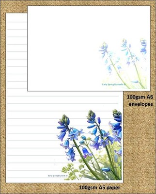 Früher Frühling Bluebells - A5 Brief Schreibpapier Blätter mit C6 Umschlägen