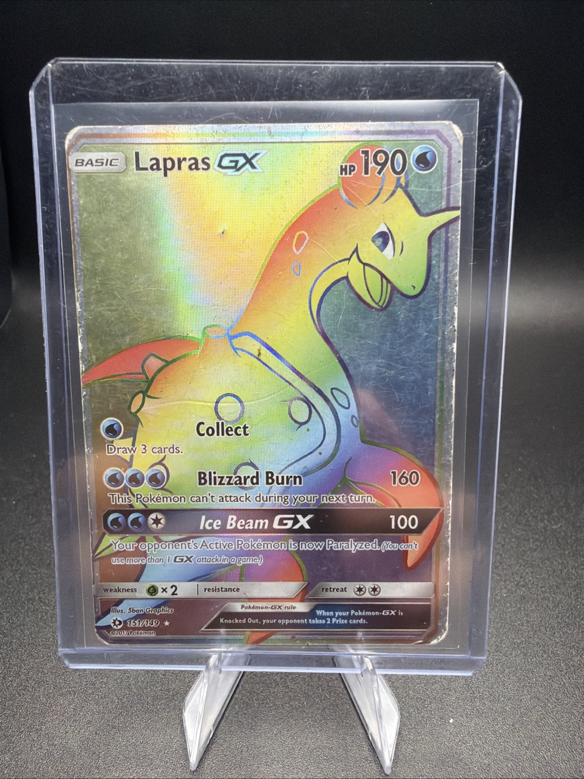 Lapras GX 151/149 SM Base Set Secret Rare Rainbow