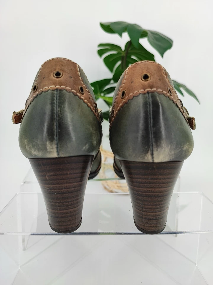 Pikolinos Women’s Rotterdam Olive Green Leather Ankle Heels Sz US 8.5/EU 39 - Image 3 of 4