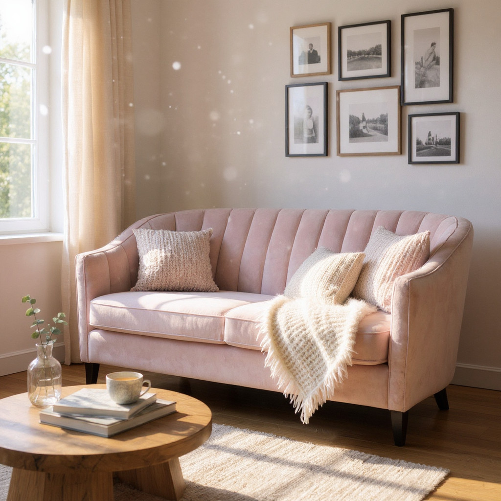 Pink Velvet Sofa 3 Seat Chairs Velvet Tub Chair Contemporary Living Room Accent