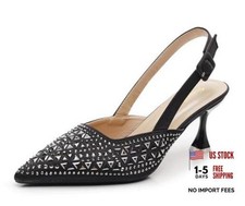Women's Fabulous Lady Sling Back Pump Shoe 8 Black