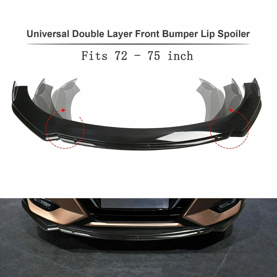 Front Bumper Lip Splitter Glossy Black Red Body Kit Side For Hyundai Accent GT Foto 4 de 4