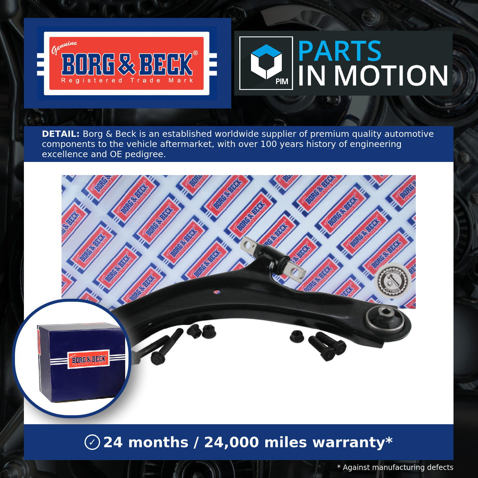 Wishbone / Suspension Arm Front Lower, Left BCA6688 Borg & Beck Track Control