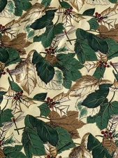 Vintage Hoffman California Fabrics Christmas Holly Leaf 8 Yards