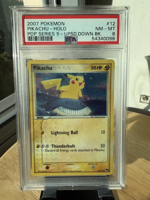 2007 Pokémon Pop Series 5 Pikachu 12/17 Inverted Back Error PSA 8 RARE