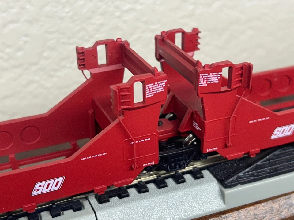 SOO LINE - TWIN STACK 5 CAR Set- ARTICULATED DOUBLE STACK WELL CARS HO SCALE NEW - Image 4 of 4