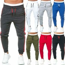 Trousers Skinny Bottoms Joggers Mens Slim Fit Gym Sweat Jogging Pants Tracksuit