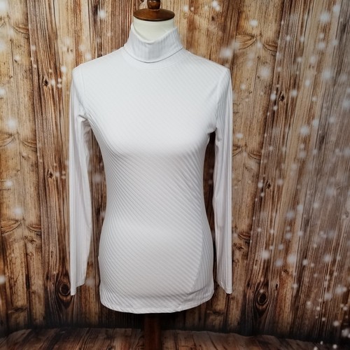 Athleta weiß gerippt Rollkragen sportlich Damen XS Langarm Activewear Top