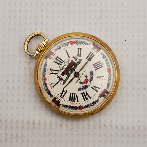 VINTAGE HERITAGE SWISS FARM THEME MECHANICAL HANDWIND POCKET WATCH FOR PARTS - Picture 5 of 9