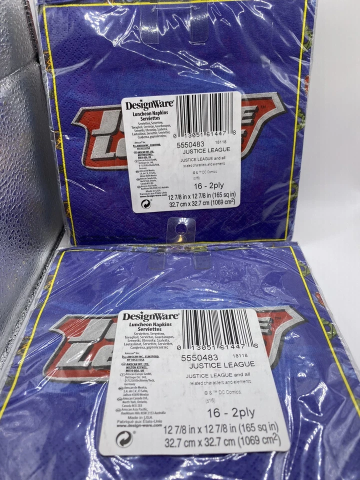JUSTICE LEAGUE Servilletas Almuerzo/Fiesta DesignWare 16ct Lote de 2 Foto 2 de 2