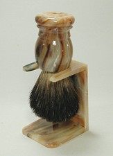 Horn-look Badger Shaving Brush with Holder 20 mm HANS BAIER Made in Germany