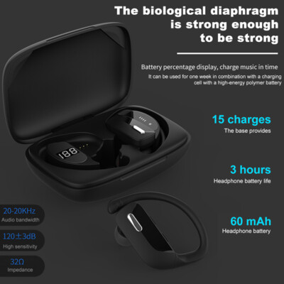 Bluetooth Wireless V5.0 Stereo Sports Ear-Hook Earbuds Earphones Headsets TWS US