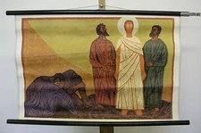 School wall map Bible history Patmos 11 ~1963 The Transfiguration 76x50cm vintage 