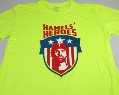 Vintage Texas Rangers Green T Shirt Hamels Heroes Graphics MLB Mens XL 