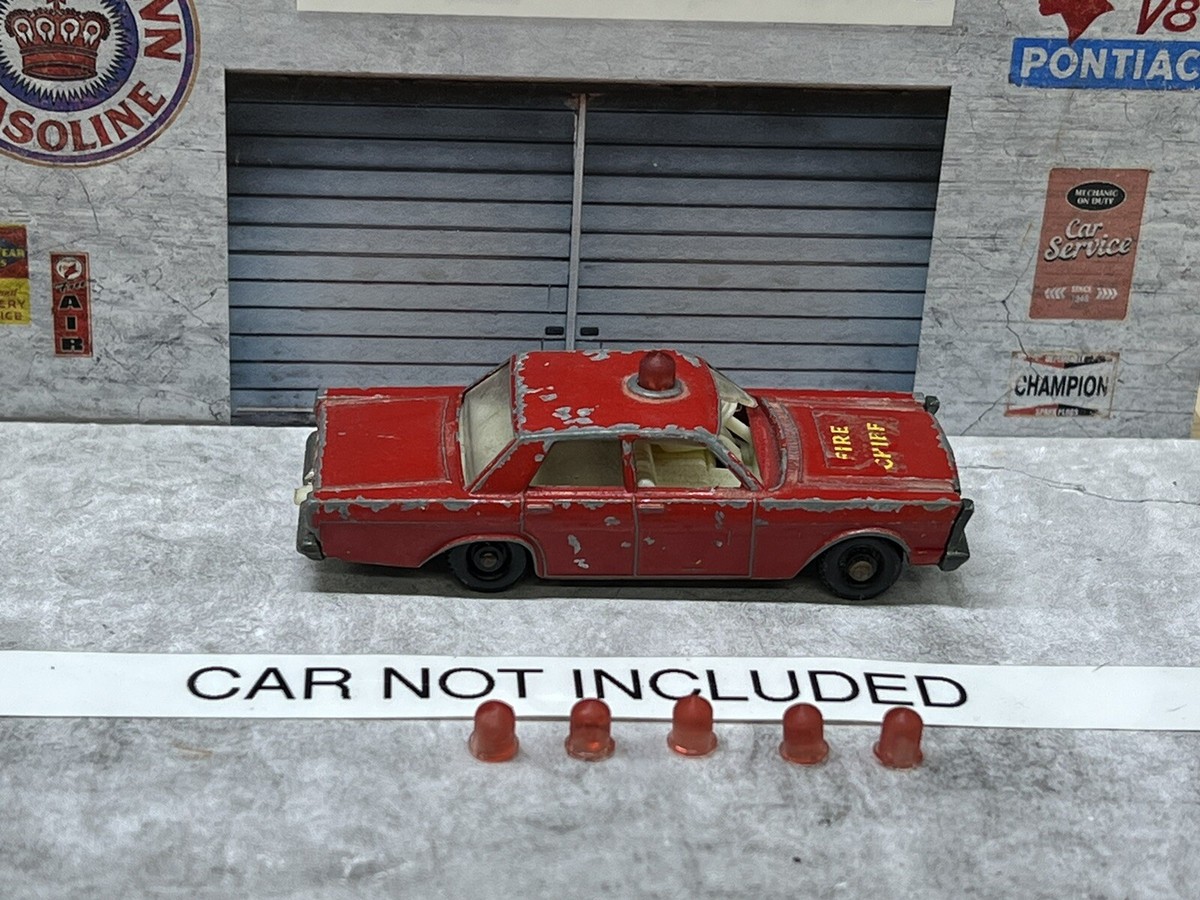 Vintage Matchbox Ford Galaxie Fire Chief No.59 Red Lesney (LIGHTS