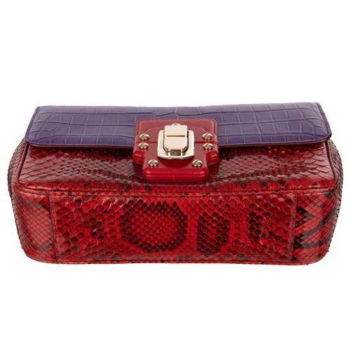 DOLCE & GABBANA Krokodil Schlangenleder Tasche LUCIA mit Kette Rot Lila 09920 - Bild 5 von 8