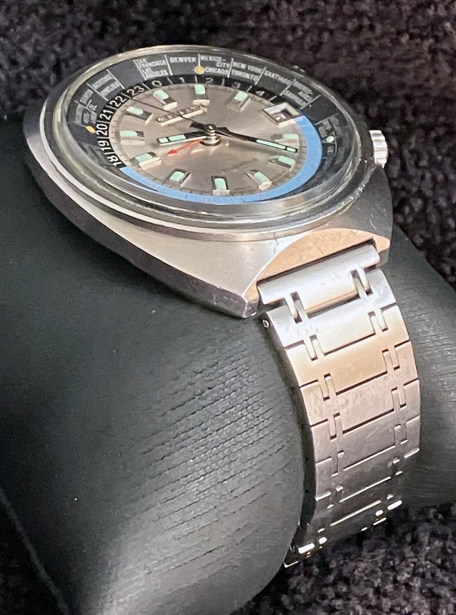 Rare Citizen 68-0516 World Time GMT Automatic Silver Dial 1970s