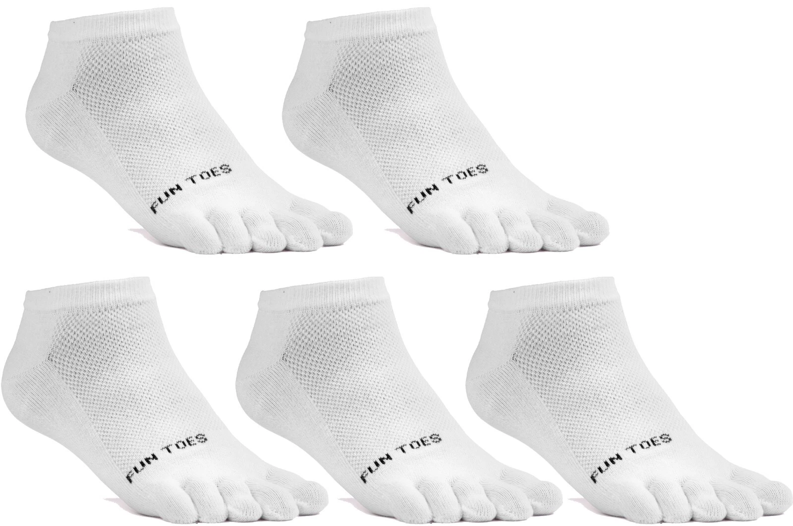 Women Toe Socks Cotton Five finger 5 Pairs socks mesh breathable Low cut White