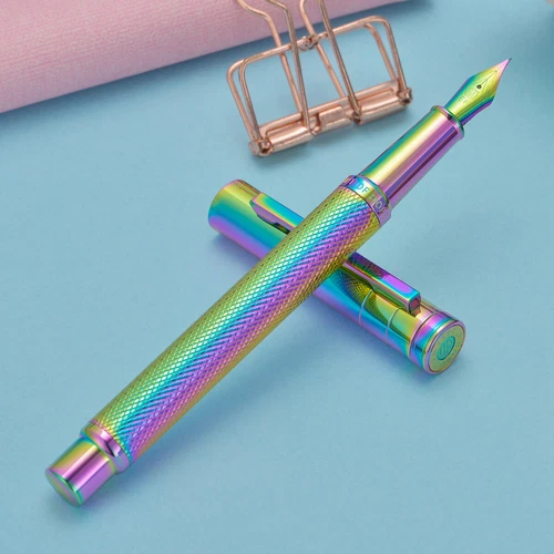 HongDian Rainbow Forest Metal Fountain Pen Colored EF/F/M/Bent Gift Office Pen image 6