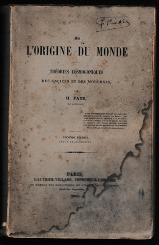 FAYE - SUR L'ORIGINE DU MONDE THEORIES COSMOGONIQUES - LIVRE ANCIEN RELIGION - Afbeelding 1 van 1