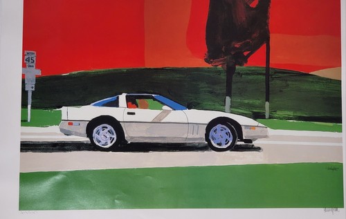 Vintage 1980s Robert M. Cunningham Signed Print Of 1989 Corvette Car 209/250 - Picture 7 of 12