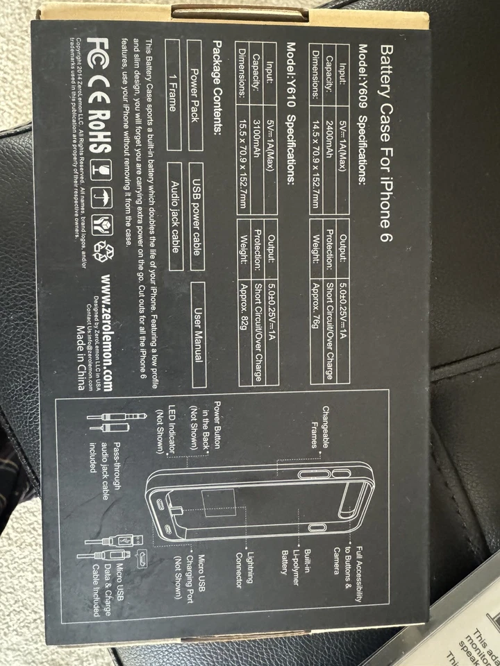 Zerolemon Battery Case For iPhone 6/6S 4.7” Black New In Box - Image 2 of 3