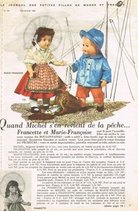 ▬►Page POUPÉE FRANÇOISE Modes et Travaux avec mini-patron JANVIER 1956 ▬►Page POUPÉE FRANÇOISE Modes et Travaux avec mini-patron JANVIER 1956
