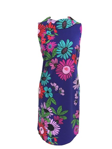 Authentic Trina Trina Turk Bright Floral Multi-color Sleeveless Jersey Dress 4 - Picture 2 of 8