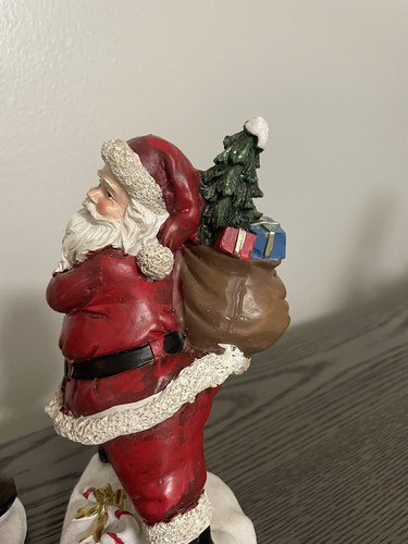 NEW Santa Clause Figure SET Of 2 Holding Gifts And Christmas Tree FAST SHIPPING - Picture 5 of 5