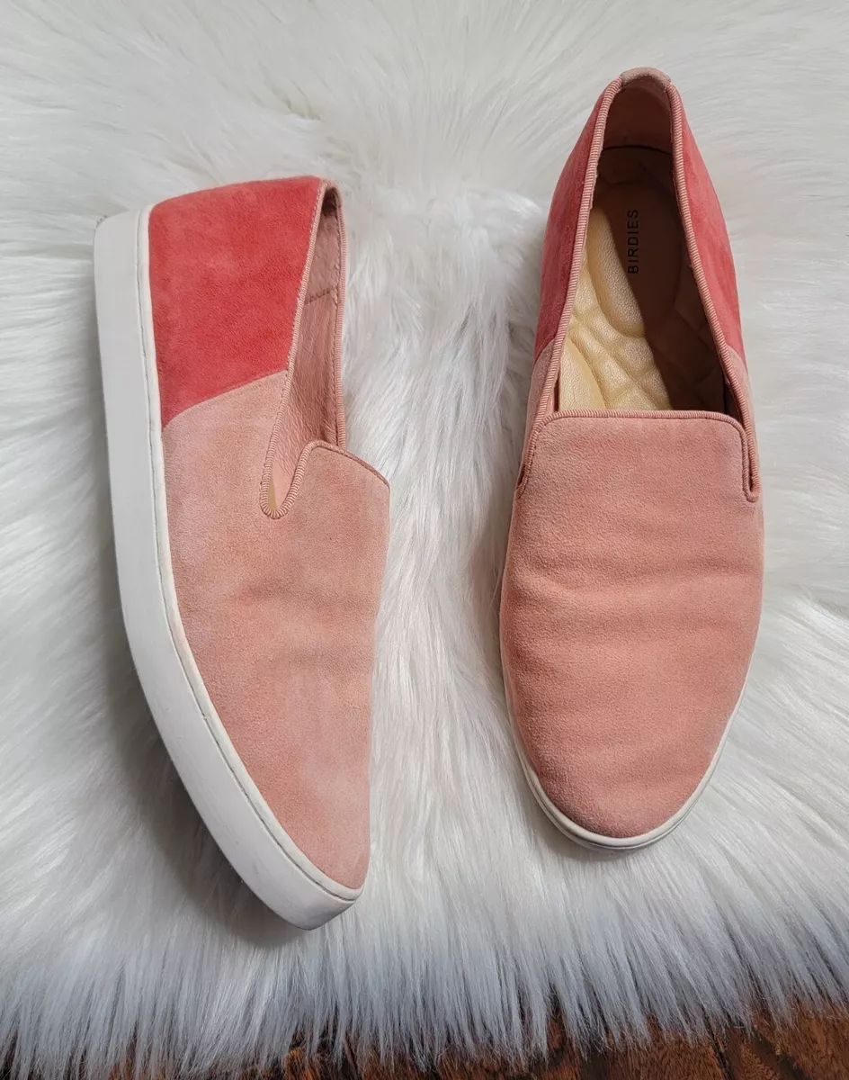 Pink suede store slip ons