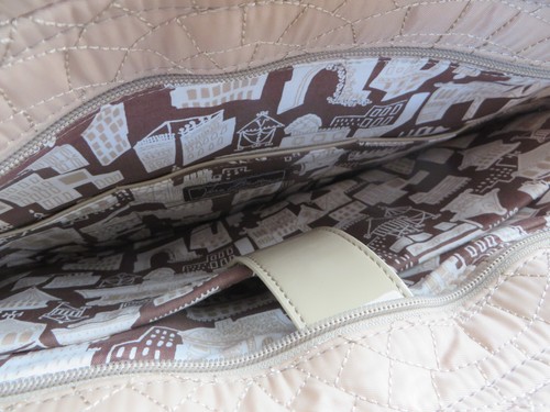 Vera Bradley Bonjour Laptop Bag in Khaki Color Quilted Tote New - Picture 4 of 7