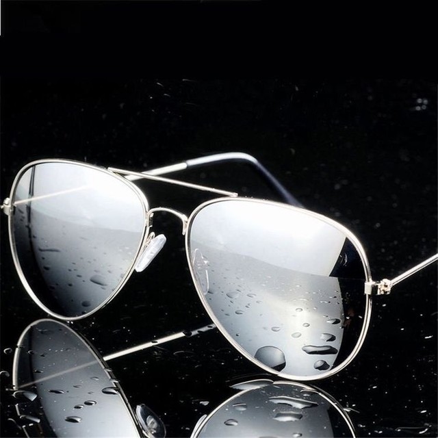 UNISEX MIRROR Metal Aviator Sunglasses Silver Chrome Retro Cop Top Gun Pilot Men eBay
