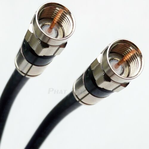 TÉLÉVISEUR CÂBLE COAXIAL RG6 NOIR 30 pieds magnétoscope dvr internet f connecteur intérieur coax extérieur - Photo 1/4