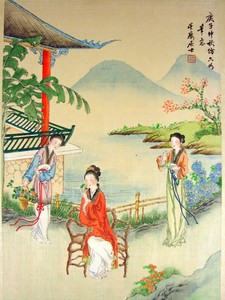 ANTIQUE / VINTAGE CHINESE PAINTING SEAL SIGNATURE WOVEN SILK