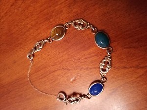 SCARAB fancy chain 1/20 12gf with   real  carved  gemstones