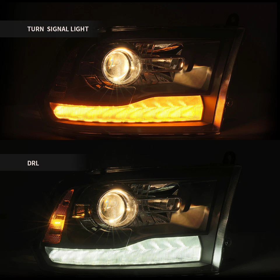 Alpahrex FIT 2009-2018 Dodge Ram Jet Black LED DRL Projector Headlights Foto 4 de 4