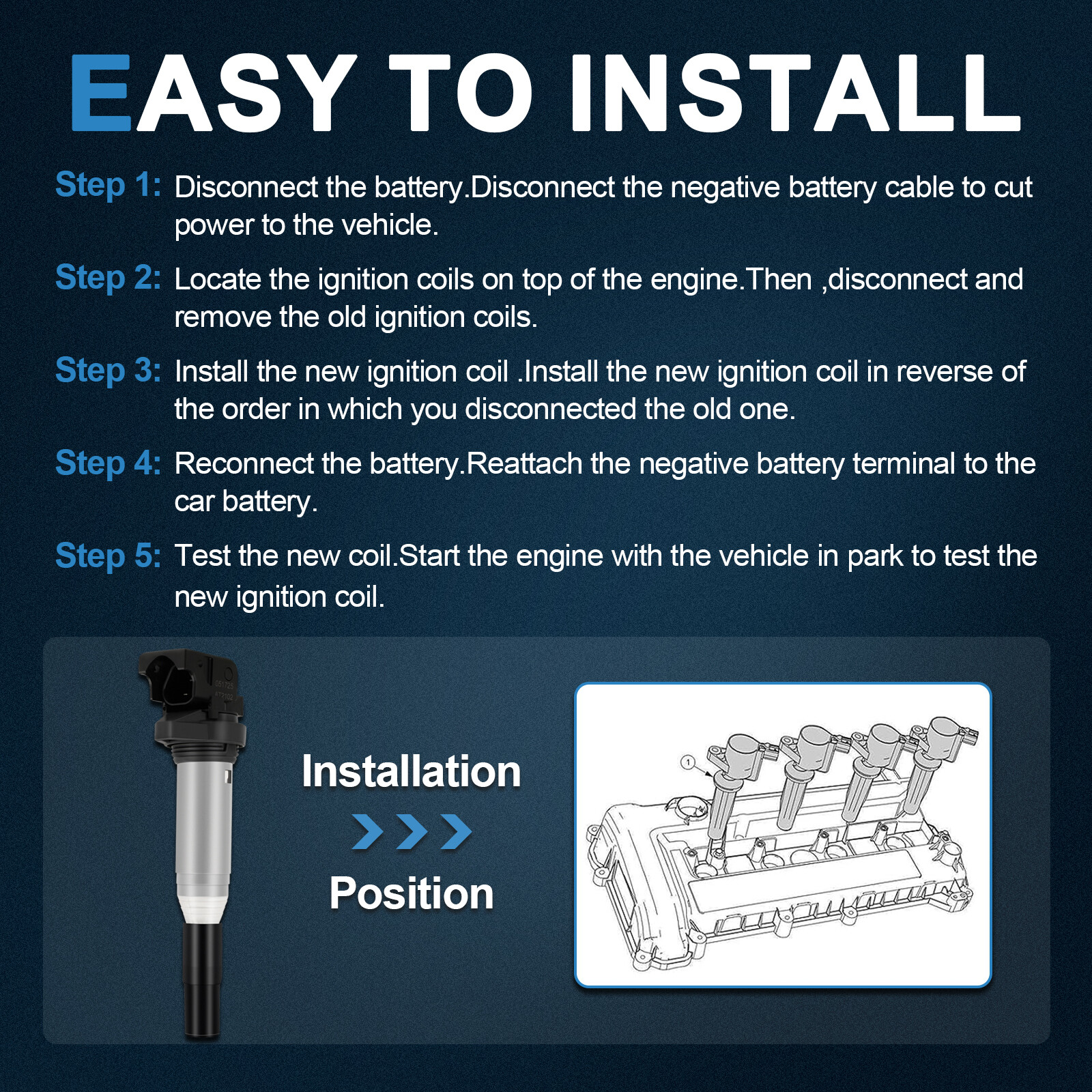 ECCPP 6 Ignition Coils For 07-13 BMW 328i 07-10 BMW 335i 08-13 BMW 128i L6 3.0L