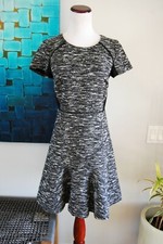 J Crew Gray Black  A Line Dress Sz 0 Wool Contrast Short Sleeve