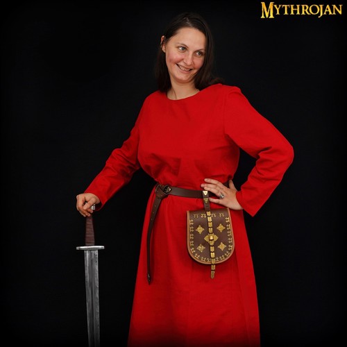 Medieval Dress Chemise Women Renaissance Costume Viking Renfair Lady Outfit Red - 第 4/13 張圖片