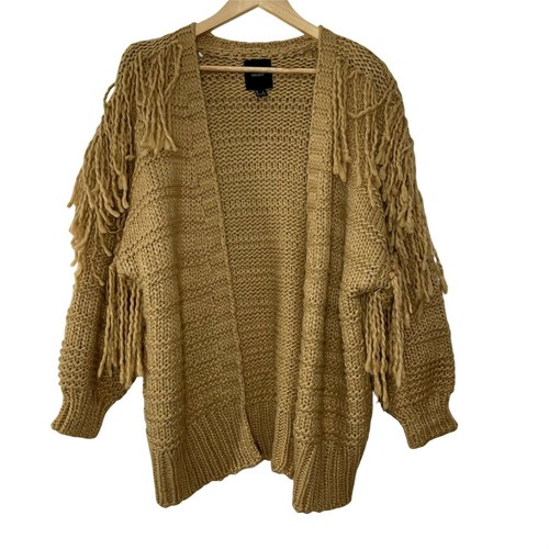 long sleeve fringe sweater size 