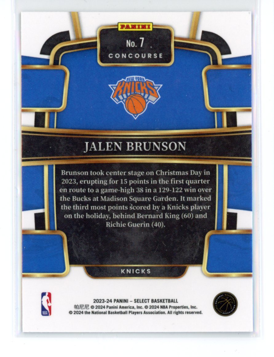 2023-24 PANINI NBA Hoops #65 Jalen Brunson match couleur bleue Knicks