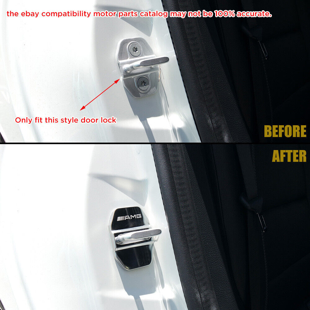 2X Stainless Steel Car Door Striker Cover Lock Buckle Cap AMG For