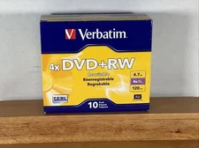 NEW SEALED Verbatim DVD+RW Discs 4.7GB 4x w Jewel Cases Pearl 10 Pk  VER94839