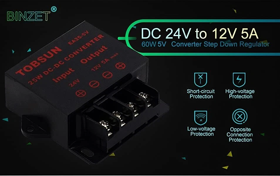 Voltage Regulator DC 24V to DC 12V 5A 60W Power Converter Step Down Buck Reducer - Image 2 of 4