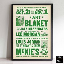 Art Blakey - Lee Morgan - Louis Jordan jazz poster - McKie's - 1964