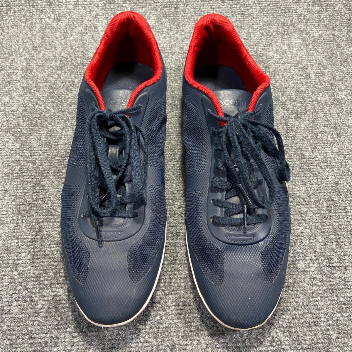 Lacoste Shoes Mens 12 Blue Leather Storda Casual Sneaker Rubber Sole