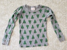 Hanna Andersson 120 6-7 Kid Gray Green Christmas Tree Pajama Long John Shirt Top