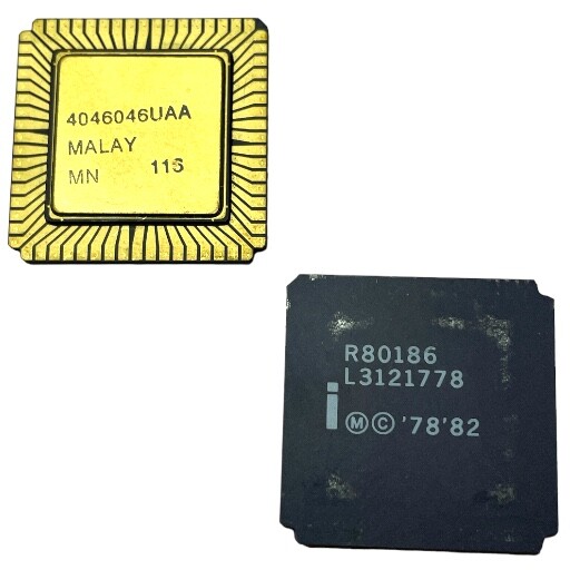 R80186 Intel CPU Microprocessor Ceramic Gold Leadless Chip Carrier